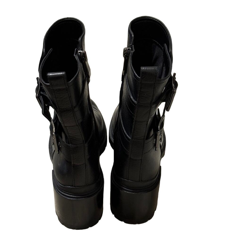 Naturalizer Trina Leather Moto Buckle Block Heel Boots Black Size 8 - Picture 4 of 7